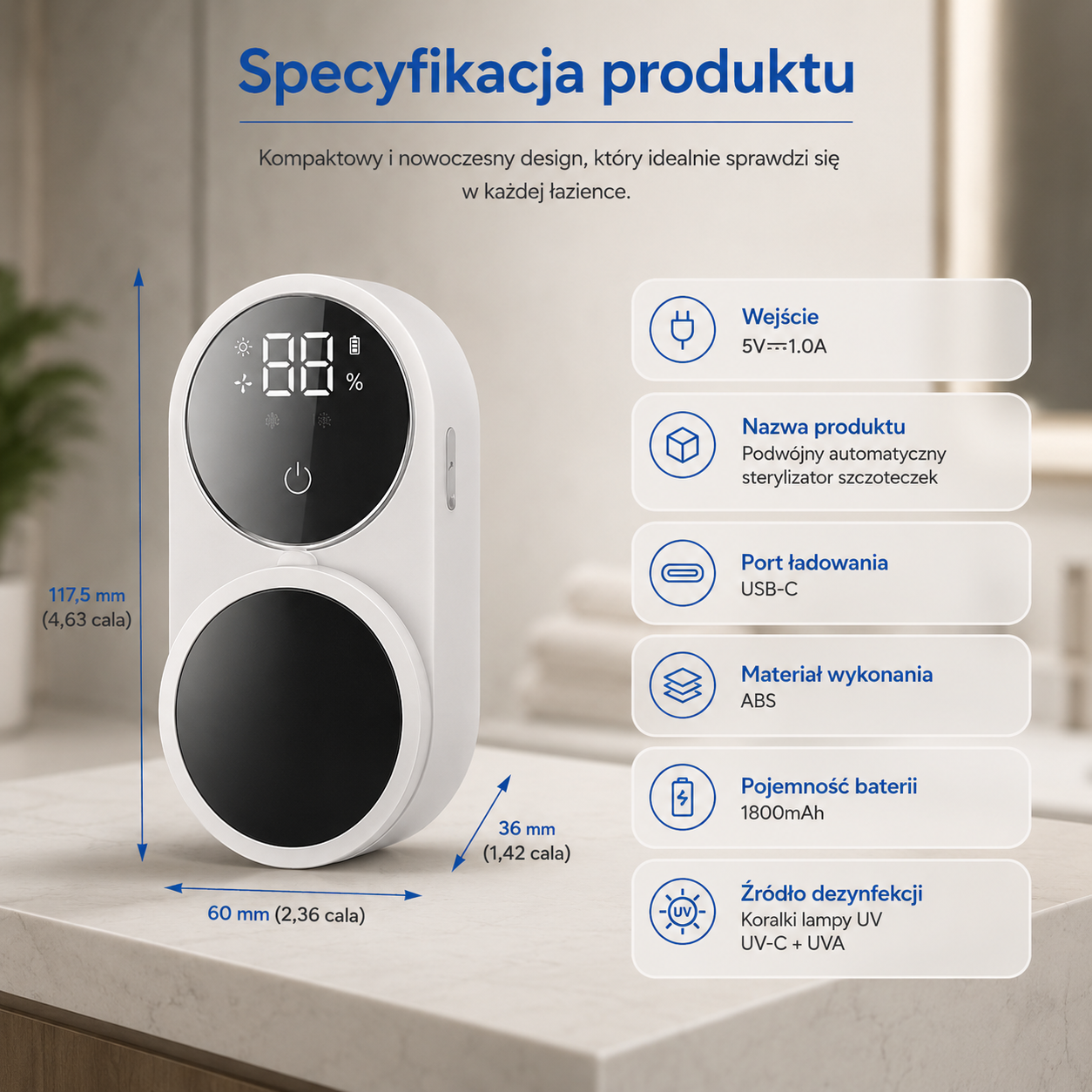 AeroPuff - Bezdotykowy Sterylizator UV do Szczoteczek